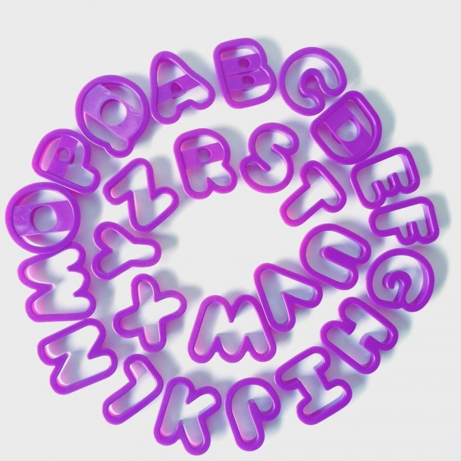 Fondant Alphabet Letter Cutter Plastic 26 pc, 2 Inch - Mia Cake House