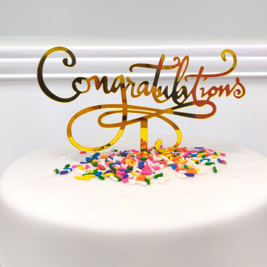 Cake Topper Congratulations Cake Topper Gold Cake And Candle